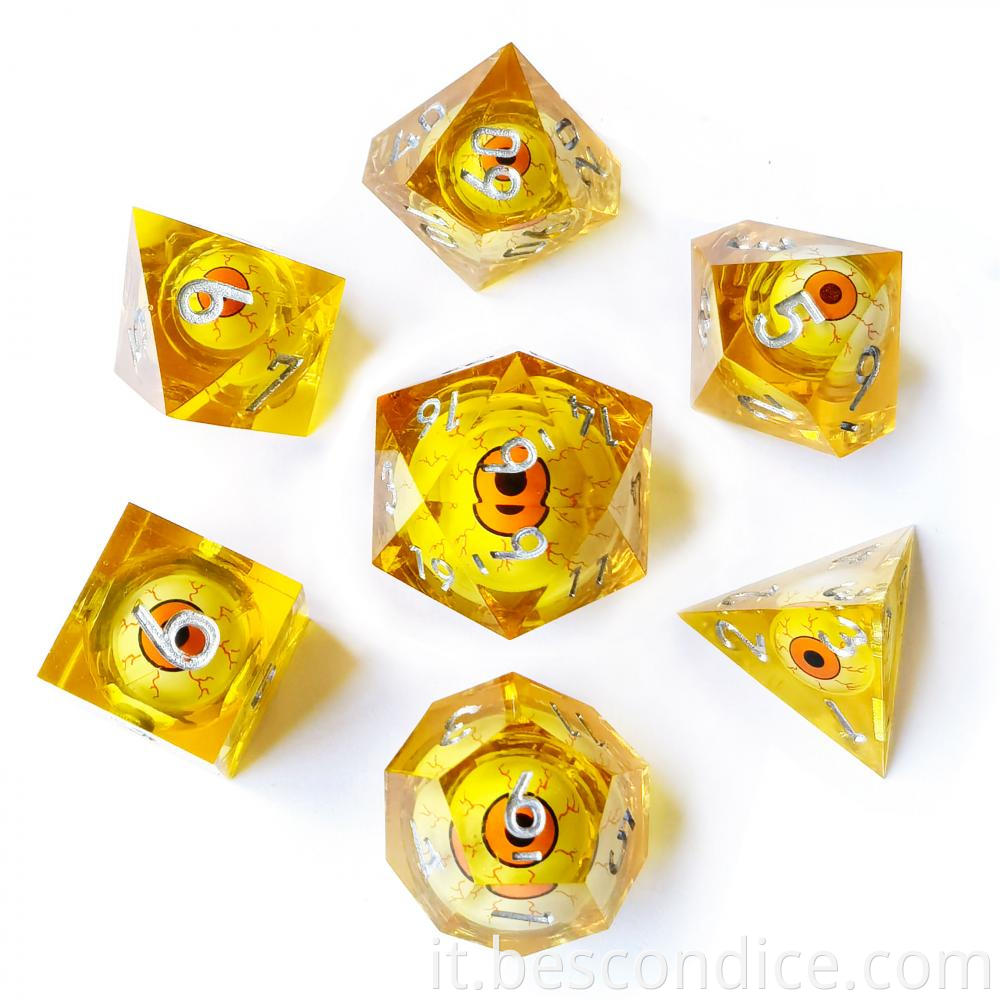 Liquid Core Sharp Edge Resin Polyhedral Dnd Dice Set 3